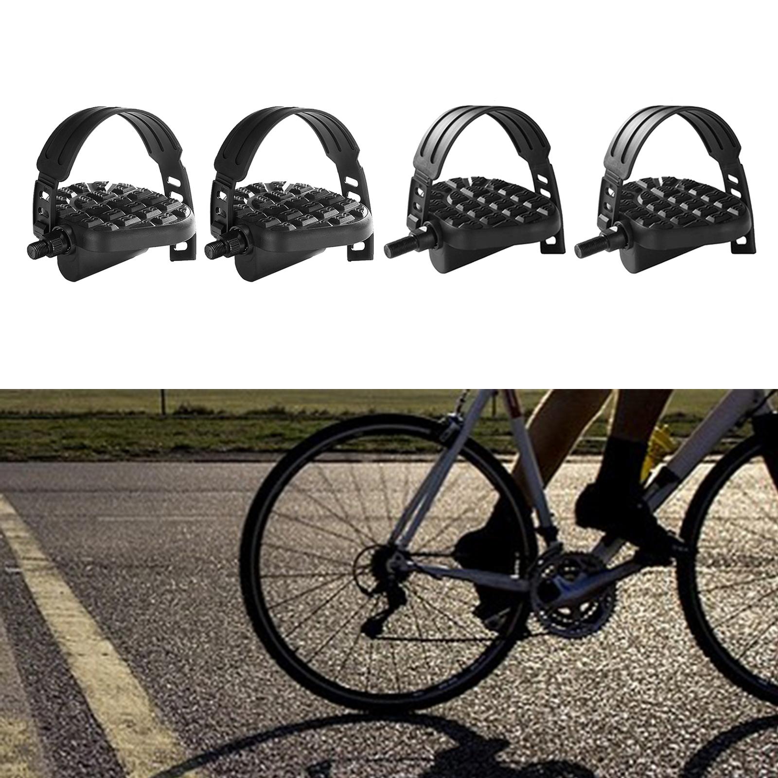 Pedal Platform Flat - Fitness Bike Pedals with Straps Ultralight