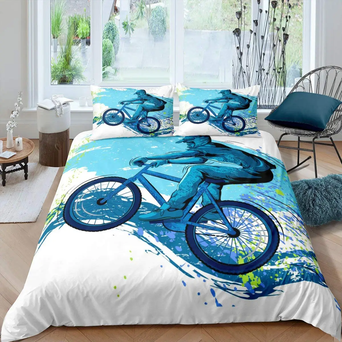 Mountain Biking Game - Bicycle Duvet Cover Set Microfiber Mountain